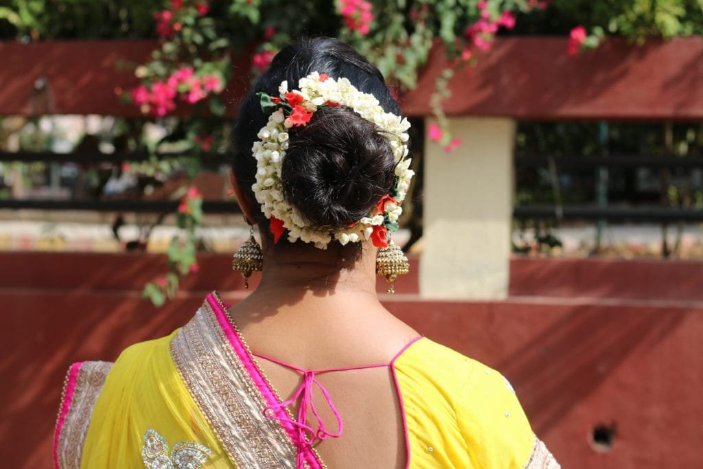 Messy bun floral hairstyle gajra sushmitas diaries