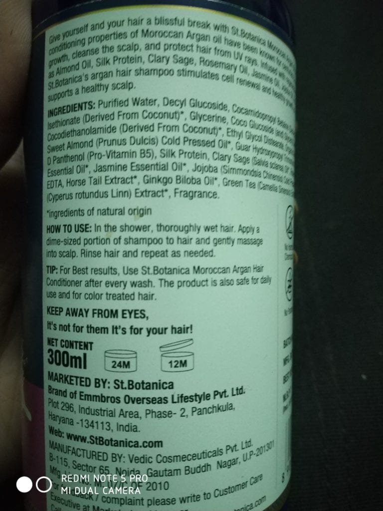 St. Botanica Moroccan Argan Shampoo Ingredients